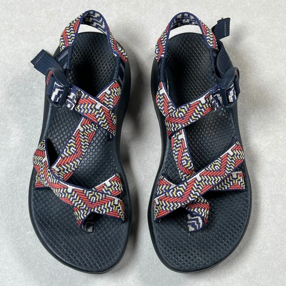 Chaco‎ Z/Cloud 2 Sandals Women 7 Navy Multi Geometric Toe Loop Hiking Gorpcore